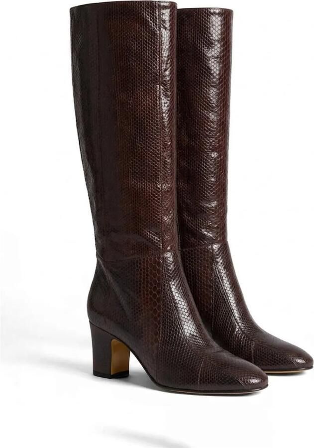 Alberta Ferretti Knielaarzen met slangenleer-effect Bruin