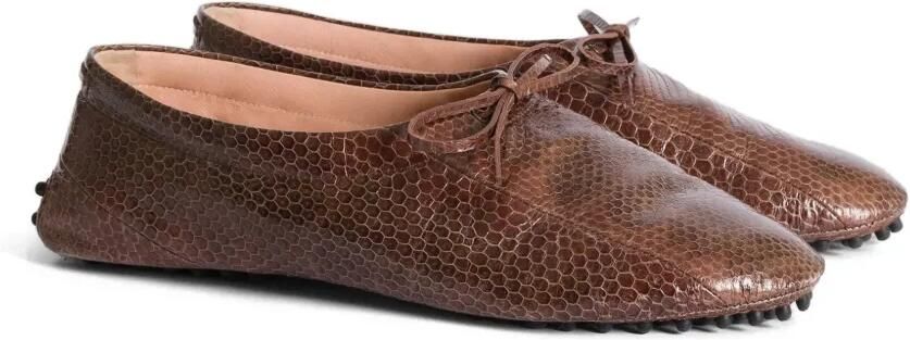 Alberta Ferretti Loafers met slangen-effect en strikdetail Bruin