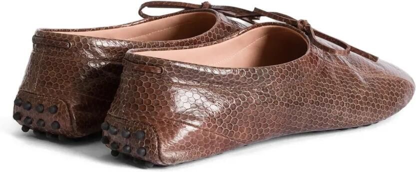 Alberta Ferretti Loafers met slangen-effect en strikdetail Bruin - Foto 3