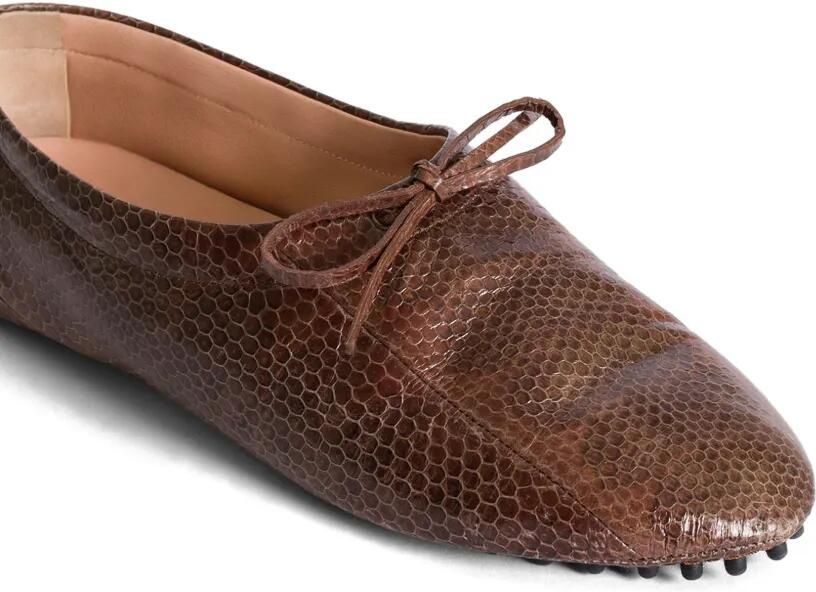 Alberta Ferretti Loafers met slangen-effect en strikdetail Bruin - Foto 2