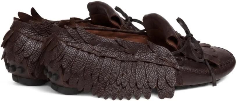 Alberta Ferretti Loafers verfraaid met veren Bruin
