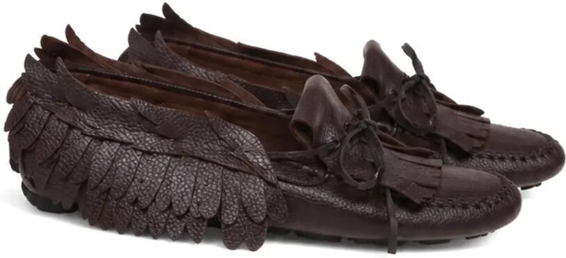 Alberta Ferretti Loafers verfraaid met veren Bruin - Foto 3