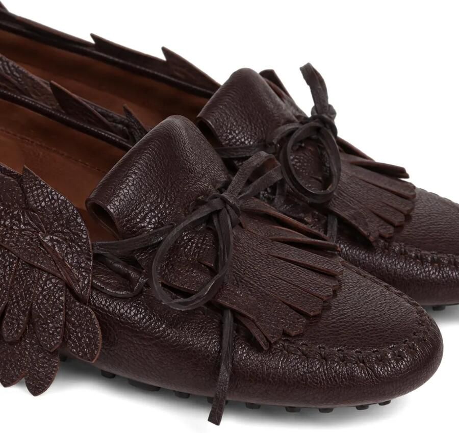 Alberta Ferretti Loafers verfraaid met veren Bruin - Foto 2