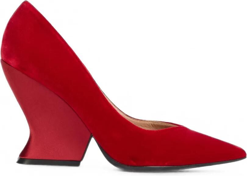 Alberta Ferretti Pumps met geometrische hak en puntige neus Rood
