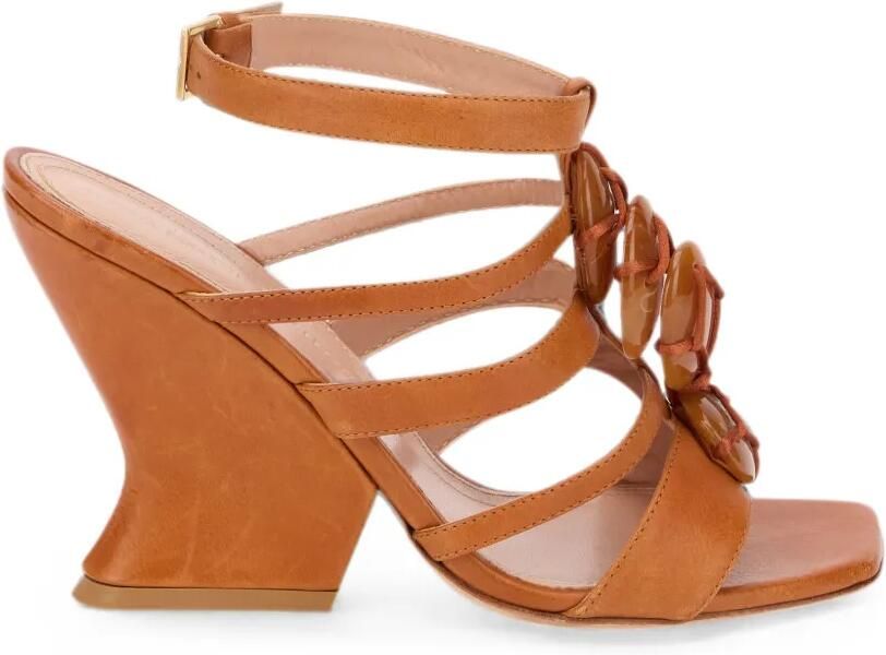 Alberta Ferretti Sandalen met bandjes en sleehak Bruin