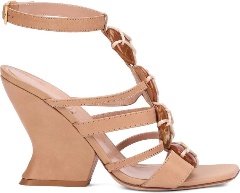 Alberta Ferretti Sandalen met bewerkte hak Beige