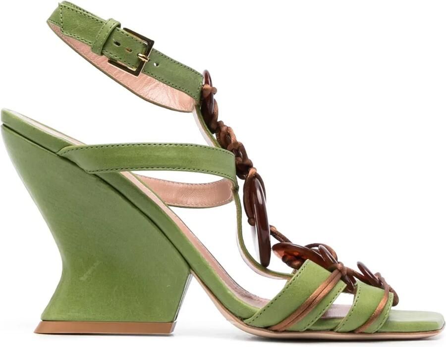 Alberta Ferretti Sandalen met bewerkte hak Groen