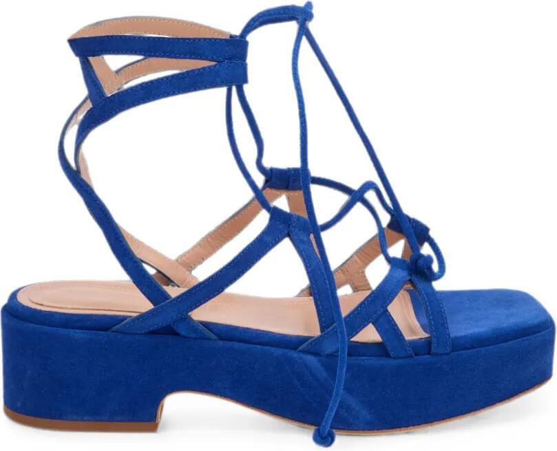 Alberta Ferretti Sandalen met gekruiste bandjes en plateauzool Blauw