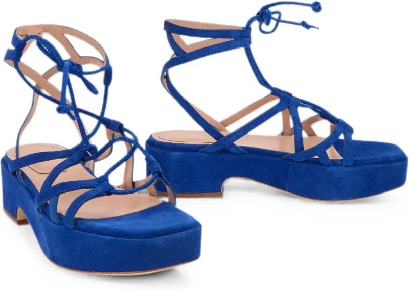 Alberta Ferretti Sandalen met gekruiste bandjes en plateauzool Blauw - Foto 2