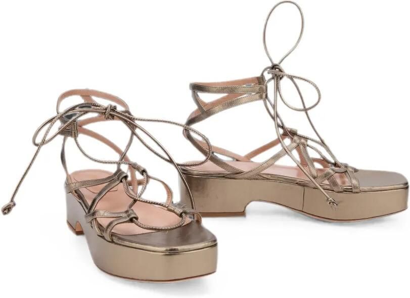 Alberta Ferretti Sandalen met veters en hak Goud - Foto 3