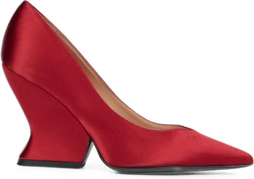 Alberta Ferretti Satijnen pumps met puntige neus Rood