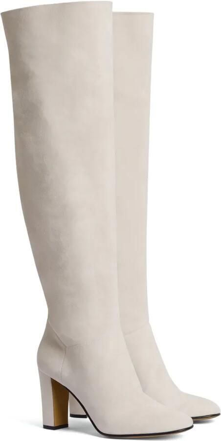 Alberta Ferretti Suède overknee laarzen met blokhak Beige