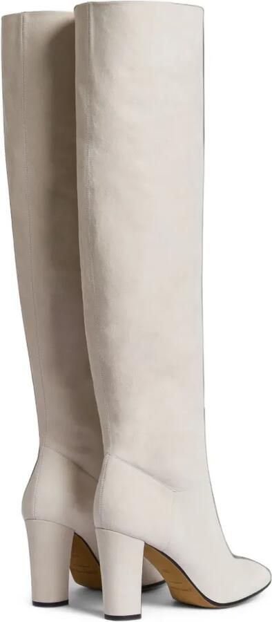 Alberta Ferretti Suède overknee laarzen met blokhak Beige - Foto 2