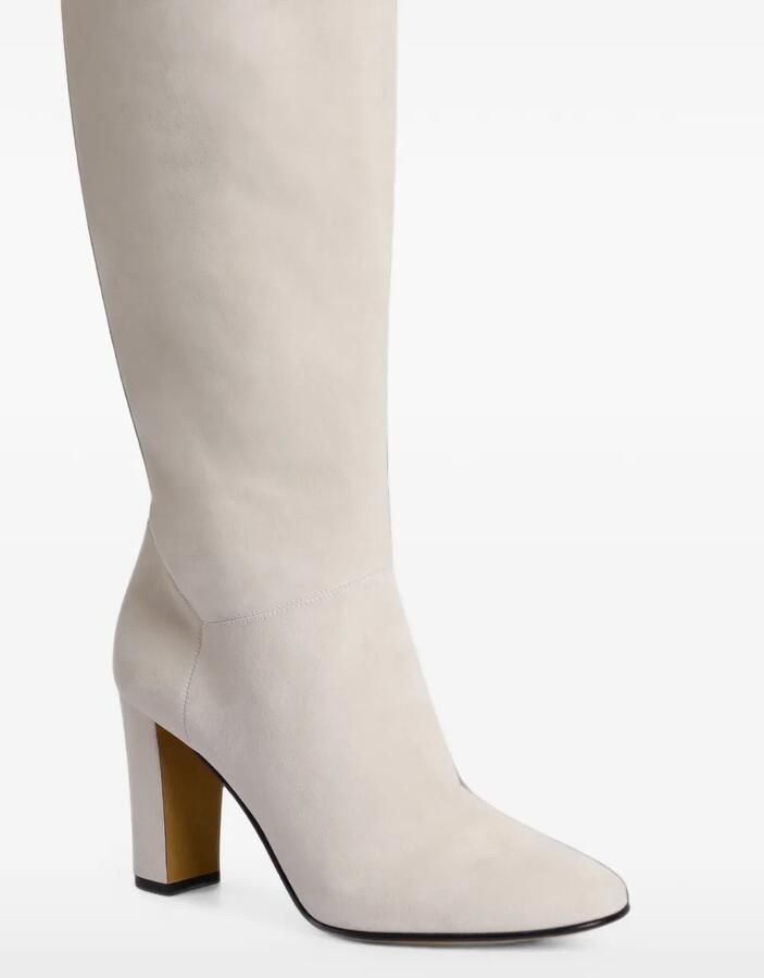 Alberta Ferretti Suède overknee laarzen met blokhak Beige - Foto 4