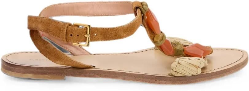 Alberta Ferretti Verfraaide sandalen met gespen Bruin