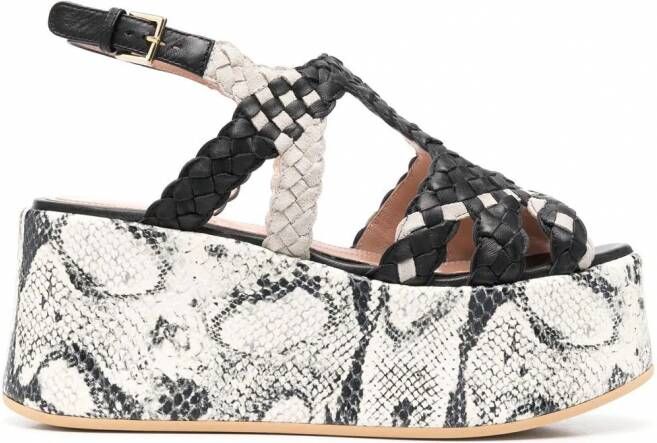 Alberta Ferretti Sandalen met slangenleer-effect Zwart