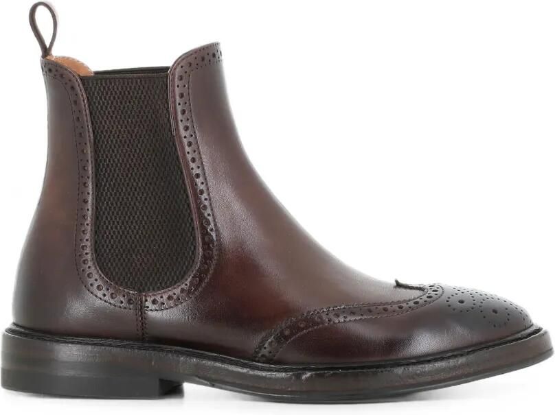 Alberto Fasciani Leren Chelsea-laarzen met brogue-details Bruin