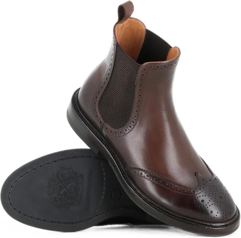 Alberto Fasciani Leren Chelsea-laarzen met brogue-details Bruin - Foto 2