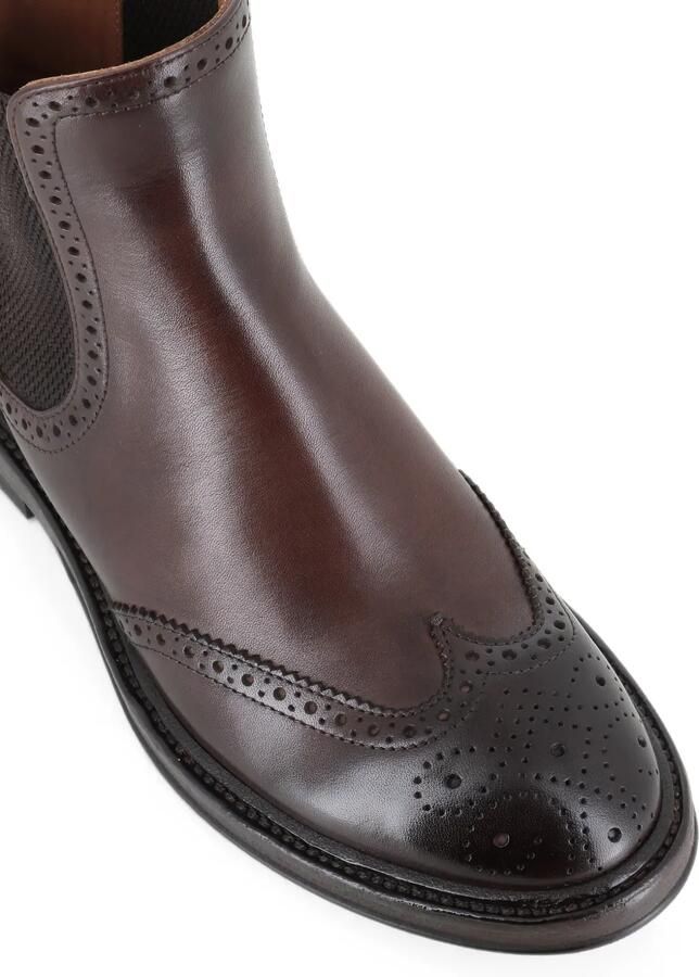 Alberto Fasciani Leren Chelsea-laarzen met brogue-details Bruin - Foto 4