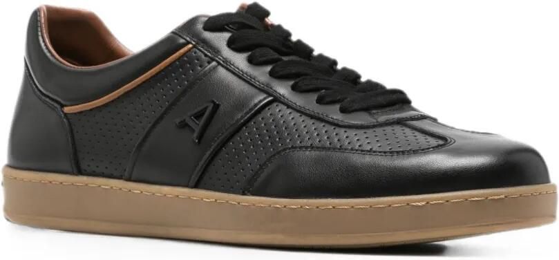 Alberto Gozzi Geperforeerde leren sneakers Zwart - Foto 2