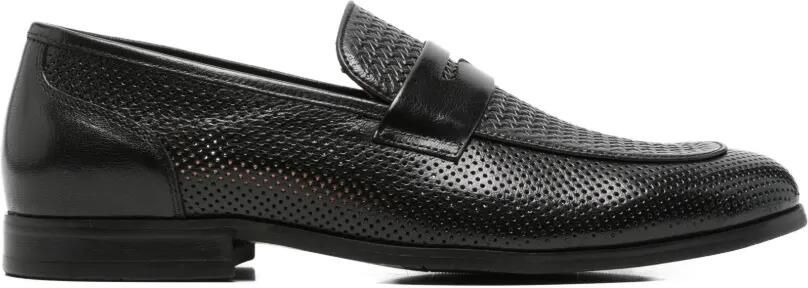 Alberto Gozzi Geperforeerde loafers met geweven effect Zwart