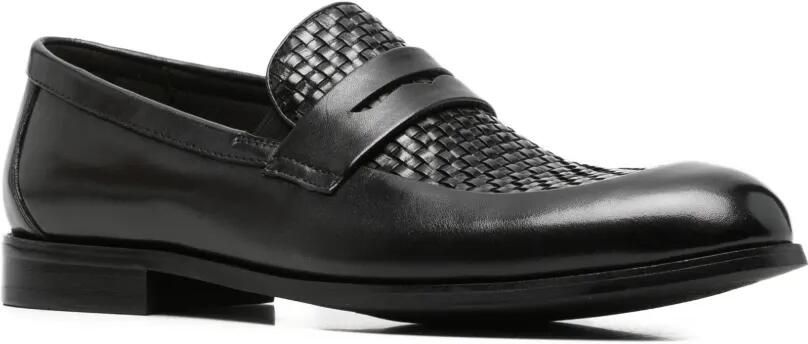 Alberto Gozzi Loafers met geweven vlak Zwart