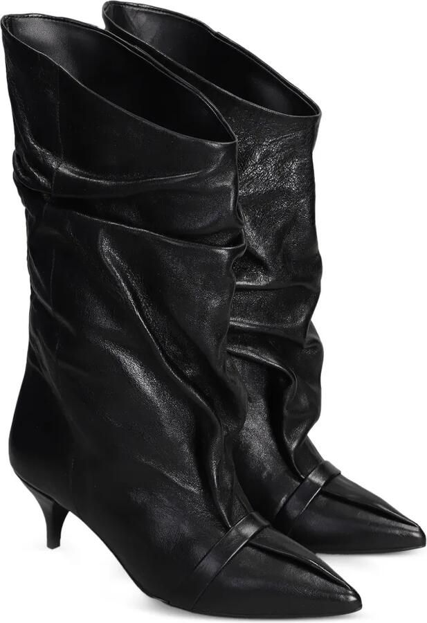 ALCHIMIA Slouchy enkellaarzen met puntige neus Zwart - Foto 5