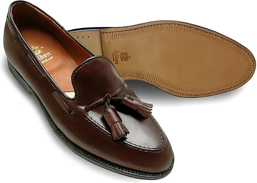 Alden Leren loafers met kwastjes Bruin