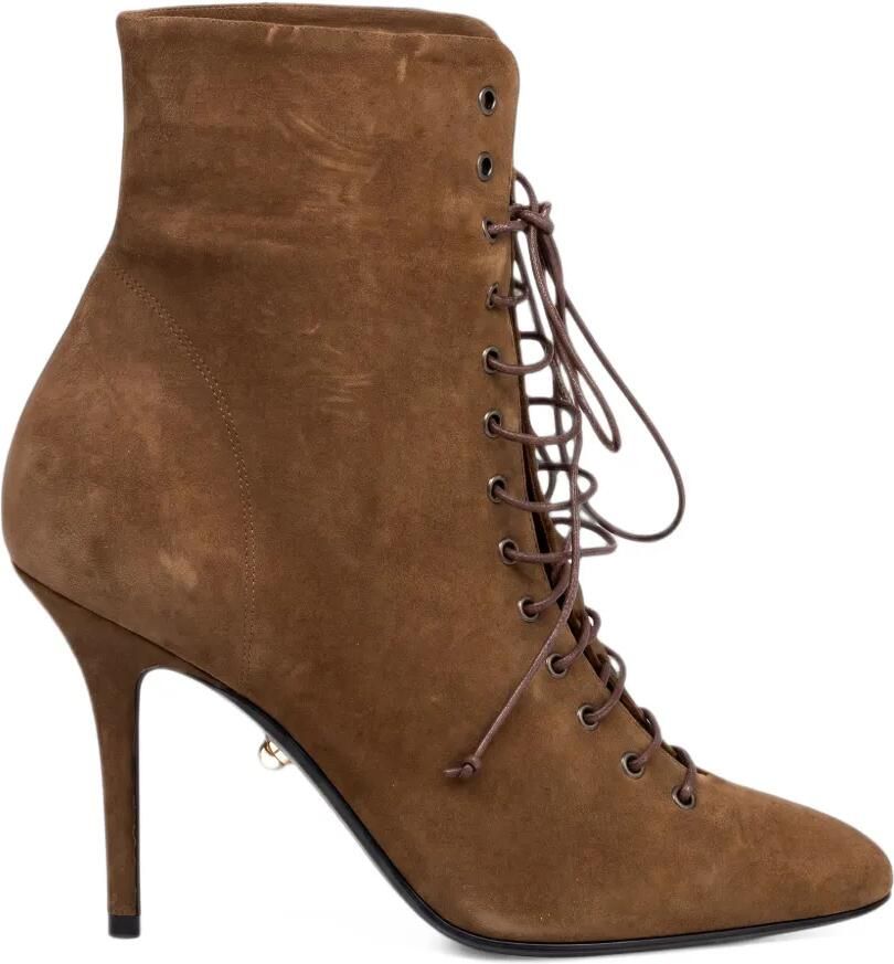 Alevì 95mm Love lace-up suede ankle boots Bruin