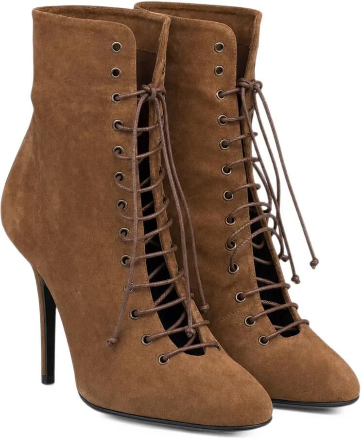 Alevì 95mm Love lace-up suede ankle boots Bruin - Foto 3