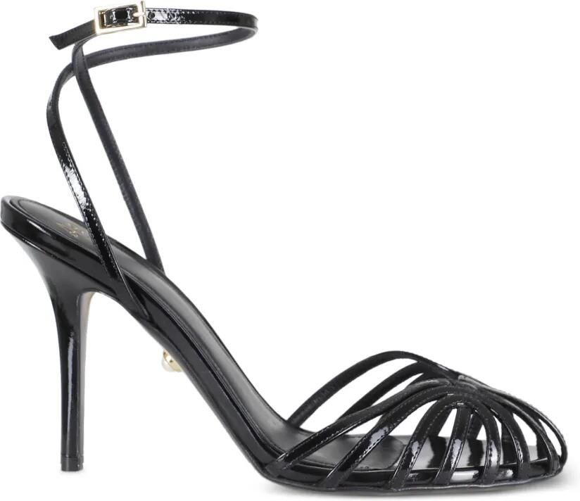 Alevì Ally gekooide leren pumps met enkelbandje Zwart