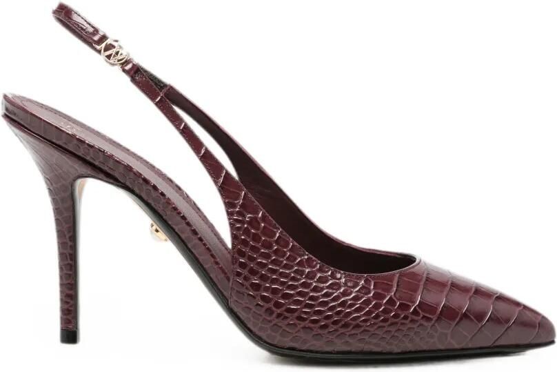 Alevì Slingback pumps met krokodillen-reliëf Rood