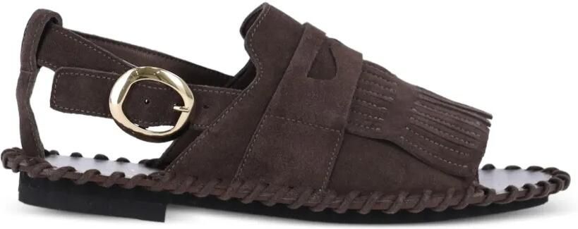 Alexander Hotto Sandalen met franje detail en gesp Bruin