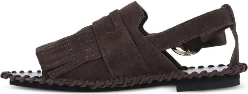 Alexander Hotto Sandalen met franje detail en gesp Bruin - Foto 5