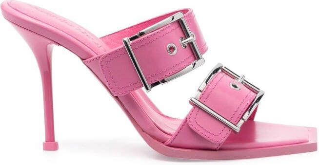 Alexander McQueen 100mm leren sandalen met gesp Roze