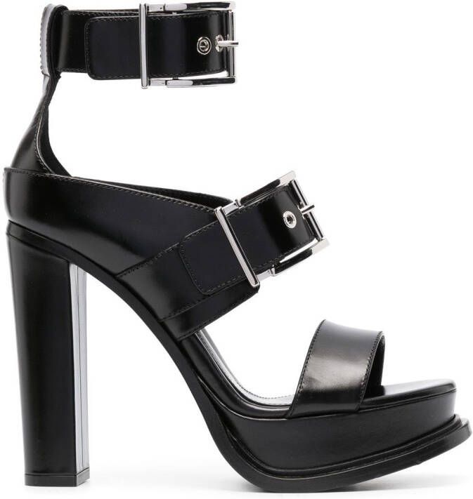 Alexander McQueen 125 mm leren sandalen Zwart
