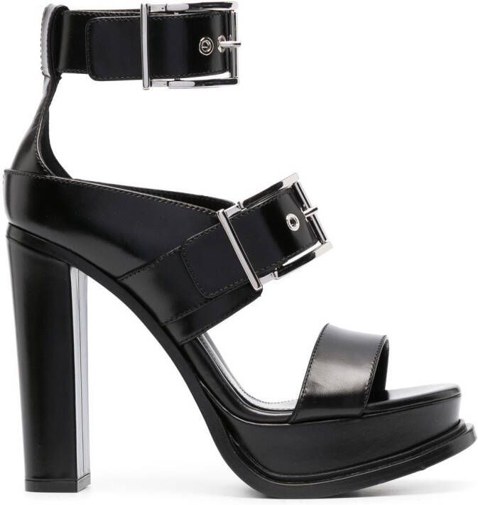 Alexander McQueen Leren sandalen Zwart