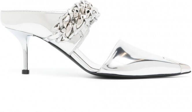 Alexander McQueen Leren muiltjes Zilver