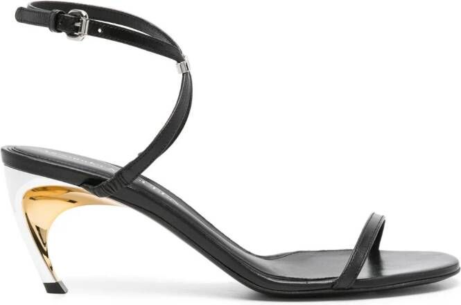 Alexander McQueen Armadillo 65mm leren sandalen Zwart