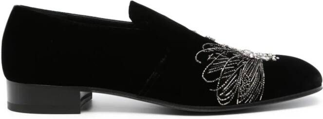 Alexander McQueen Astral fluwelen loafers Zwart