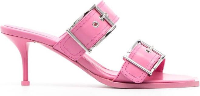 Alexander McQueen 75mm leren sandalen met gesp Roze