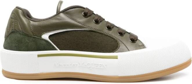 Alexander McQueen Deck Plimsoll leren sneakers Groen