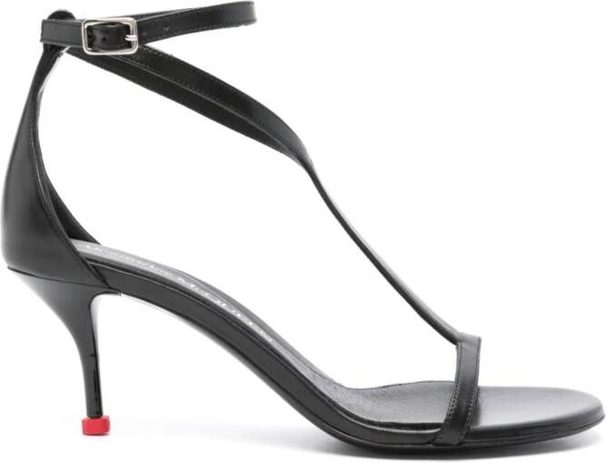 Alexander McQueen Harness leren sandalen 70 mm Zwart
