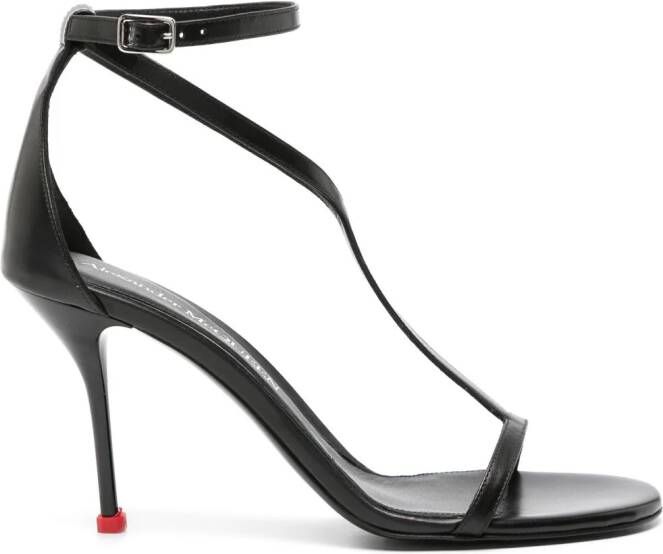 Alexander McQueen 90 mm Harness leren sandalen Zwart