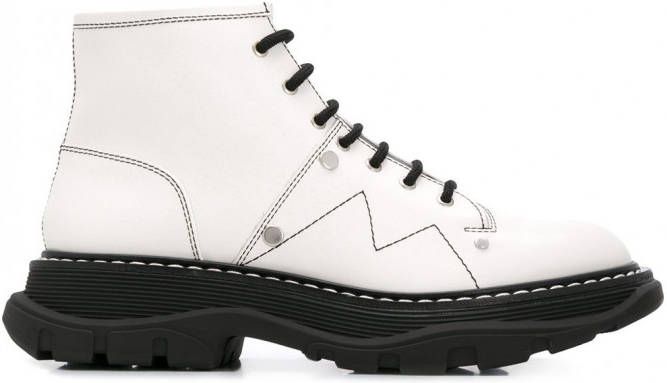 Alexander McQueen Legerlaarzen met veters Wit - Schoenen.nl