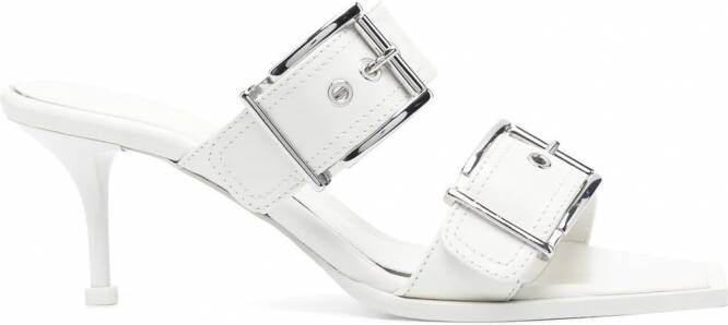 Alexander McQueen 75mm leren sandalen met gesp Wit