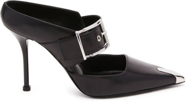Alexander McQueen 90mm muiltjes met decoratieve gesp Zwart