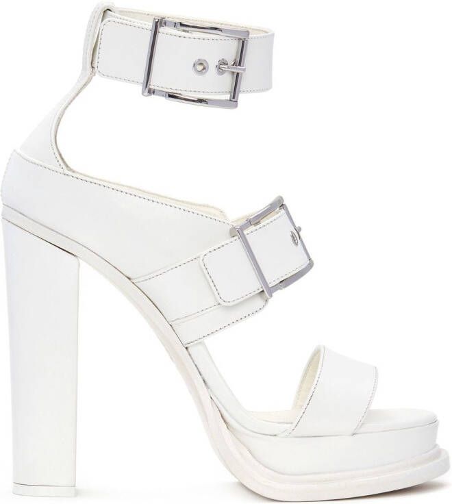 Alexander McQueen 120mm leren muiltjes met plateauzool Wit