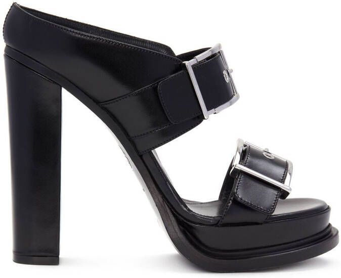 Alexander McQueen 120mm leren muiltjes met plateauzool Zwart