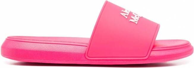 Alexander McQueen Slippers met logo applicatie Roze